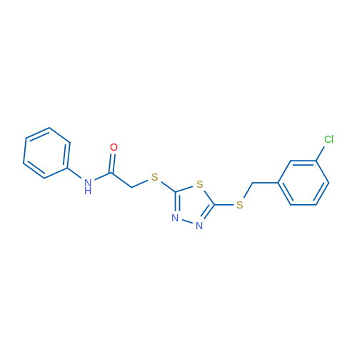 2-((5-((3-Chlorobenzyl)thio)-1,3,4-thiadiazol-2-yl)thio)-N-phenylacetamide 1g