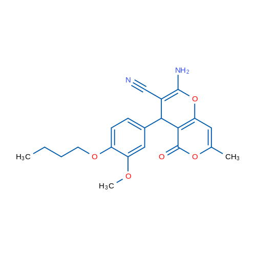 2-Amino-4-(4-butoxy-3-methoxyphenyl)-7-methyl-5-oxo-4H,5H-pyrano[3,2-c]pyran-3-carbonitrile 1g