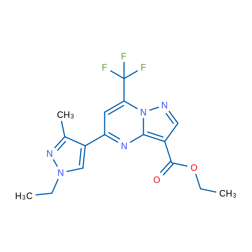 Ethyl 5-(1-ethyl-3-methyl-1H-pyrazol-4-yl)-7-(trifluoromethyl)pyrazolo[1,5-a]pyrimidine-3-carboxylate 5g