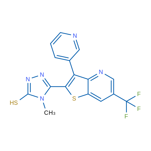 4-Methyl-5-[3-(pyridin-3-yl)-6-(trifluoromethyl)thieno[3,2-b]pyridin-2-yl]-4H-1,2,4-triazole-3-thiol 1g