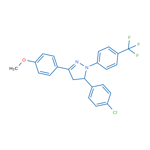 5-(4-Chlorophenyl)-3-(4-methoxyphenyl)-1-[4-(trifluoromethyl)phenyl]-4,5-dihydro-1H-pyrazole 1g