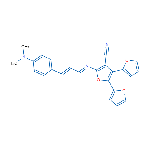 5'-[(E)-[(2E)-3-[4-(Dimethylamino)phenyl]prop-2-en-1-ylidene]amino]-2'-(furan-2-yl)-[2,3'-bifuran]-4'-carbonitrile 1g