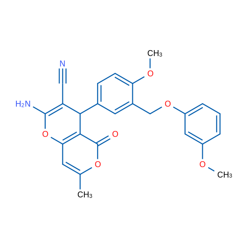 2-Amino-4-{4-methoxy-3-[(3-methoxyphenoxy)methyl]phenyl}-7-methyl-5-oxo-4H,5H-pyrano[3,2-c]pyran-3-carbonitrile 1g