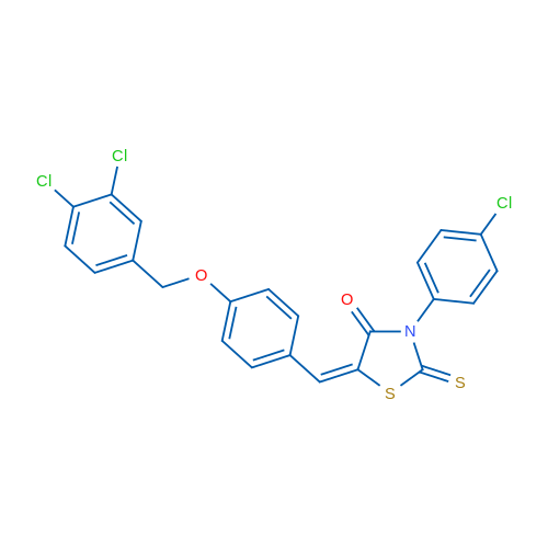 (5E)-3-(4-Chlorophenyl)-5-({4-[(3,4-dichlorophenyl)methoxy]phenyl}methylidene)-2-sulfanylidene-1,3-thiazolidin-4-one 1g