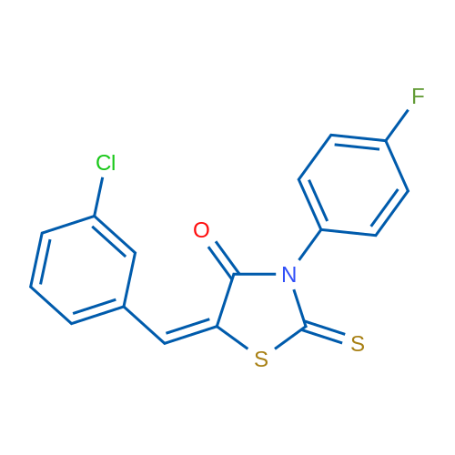 (5E)-5-[(3-Chlorophenyl)methylidene]-3-(4-fluorophenyl)-2-sulfanylidene-1,3-thiazolidin-4-one 1g