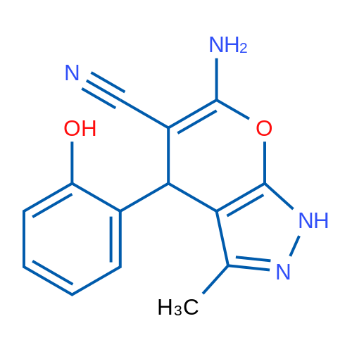 6-Amino-4-(2-hydroxyphenyl)-3-methyl-1,4-dihydropyrano[2,3-c]pyrazole-5-carbonitrile 1g