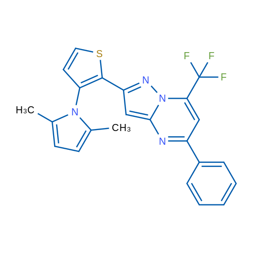 2,5-Dimethyl-1-{2-[5-phenyl-7-(trifluoromethyl)pyrazolo[1,5-a]pyrimidin-2-yl]thiophen-3-yl}-1H-pyrrole 1g