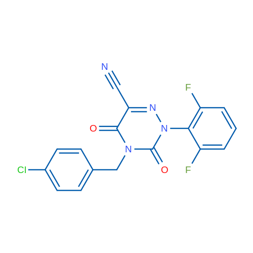 4-[(4-Chlorophenyl)methyl]-2-(2,6-difluorophenyl)-3,5-dioxo-2,3,4,5-tetrahydro-1,2,4-triazine-6-carbonitrile 1g