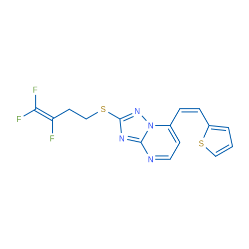 7-[(Z)-2-(Thiophen-2-yl)ethenyl]-2-[(3,4,4-trifluorobut-3-en-1-yl)sulfanyl]-[1,2,4]triazolo[1,5-a]pyrimidine 1g