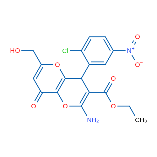 Ethyl 2-amino-4-(2-chloro-5-nitrophenyl)-6-(hydroxymethyl)-8-oxo-4H,8H-pyrano[3,2-b]pyran-3-carboxylate 1g