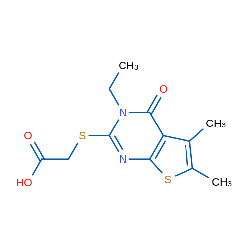2-((3-Ethyl-5,6-dimethyl-4-oxo-3,4-dihydrothieno[2,3-d]pyrimidin-2-yl)thio)acetic acid 1g