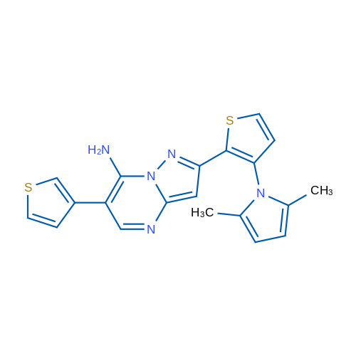 2-[3-(2,5-Dimethyl-1H-pyrrol-1-yl)thiophen-2-yl]-6-(thiophen-3-yl)pyrazolo[1,5-a]pyrimidin-7-amine 1g