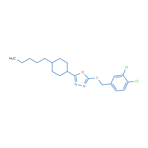 2-{[(3,4-dichlorophenyl)methyl]sulfanyl}-5-(4-pentylcyclohexyl)-1,3,4-oxadiazole 1g