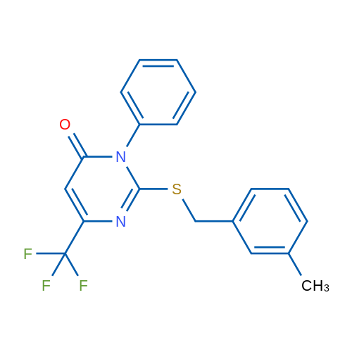 2-{[(3-methylphenyl)methyl]sulfanyl}-3-phenyl-6-(trifluoromethyl)-3,4-dihydropyrimidin-4-one 1g