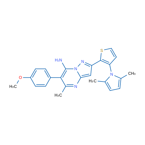 2-[3-(2,5-Dimethyl-1H-pyrrol-1-yl)thiophen-2-yl]-6-(4-methoxyphenyl)-5-methylpyrazolo[1,5-a]pyrimidin-7-amine 1g