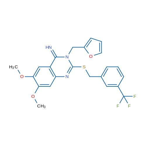 3-[(Furan-2-yl)methyl]-6,7-dimethoxy-2-({[3-(trifluoromethyl)phenyl]methyl}sulfanyl)-3,4-dihydroquinazolin-4-imine 1g