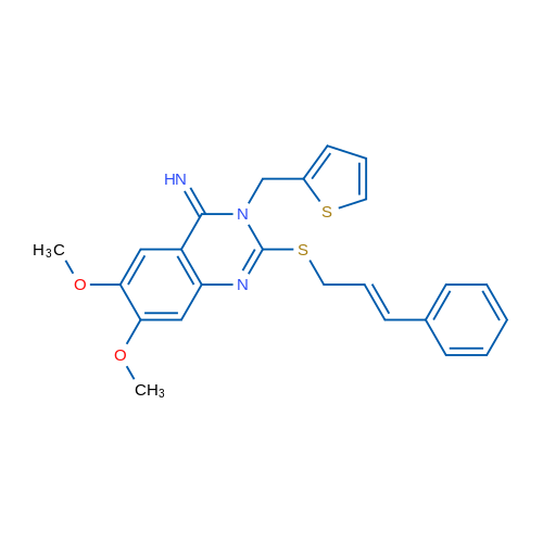 6,7-Dimethoxy-2-{[(2E)-3-phenylprop-2-en-1-yl]sulfanyl}-3-[(thiophen-2-yl)methyl]-3,4-dihydroquinazolin-4-imine 1g