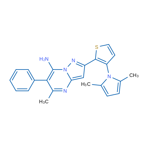 2-[3-(2,5-Dimethyl-1H-pyrrol-1-yl)thiophen-2-yl]-5-methyl-6-phenylpyrazolo[1,5-a]pyrimidin-7-amine 1g