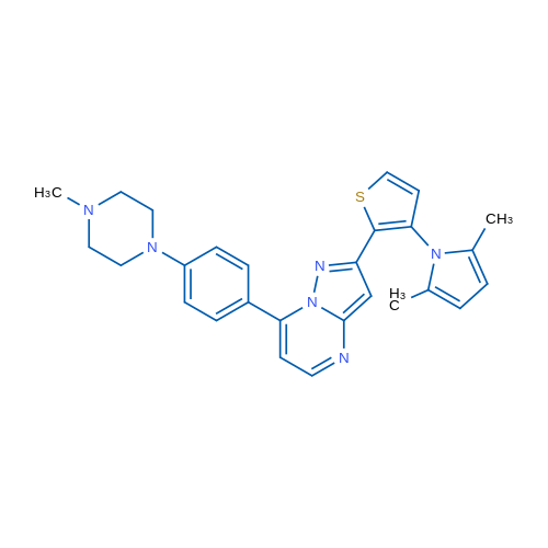 1-(4-{2-[3-(2,5-dimethyl-1H-pyrrol-1-yl)thiophen-2-yl]pyrazolo[1,5-a]pyrimidin-7-yl}phenyl)-4-methylpiperazine 1g