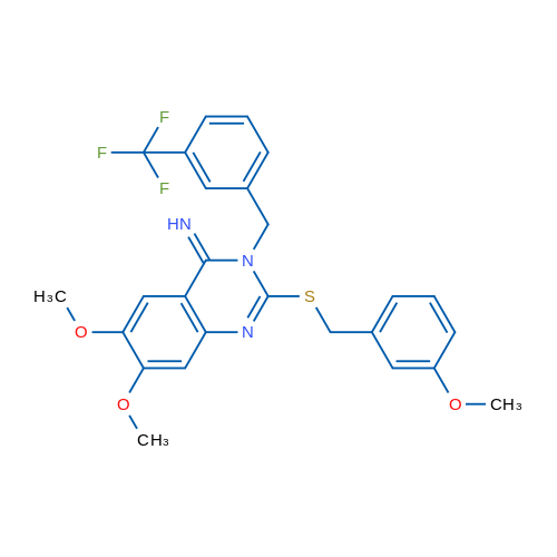 6,7-Dimethoxy-2-{[(3-methoxyphenyl)methyl]sulfanyl}-3-{[3-(trifluoromethyl)phenyl]methyl}-3,4-dihydroquinazolin-4-imine 1g