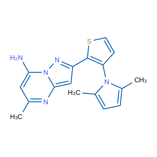 2-[3-(2,5-Dimethyl-1H-pyrrol-1-yl)thiophen-2-yl]-5-methylpyrazolo[1,5-a]pyrimidin-7-amine 1g