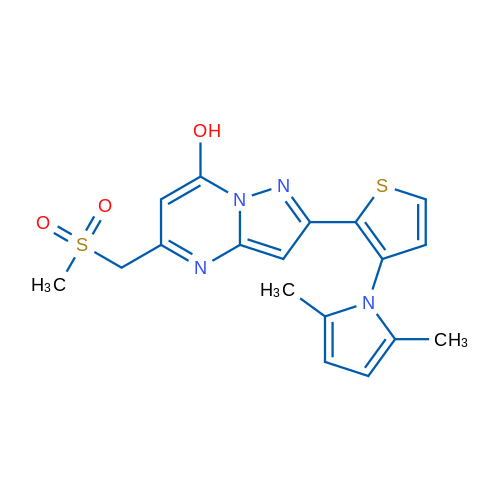2-[3-(2,5-Dimethyl-1H-pyrrol-1-yl)thiophen-2-yl]-5-(methanesulfonylmethyl)pyrazolo[1,5-a]pyrimidin-7-ol 1g
