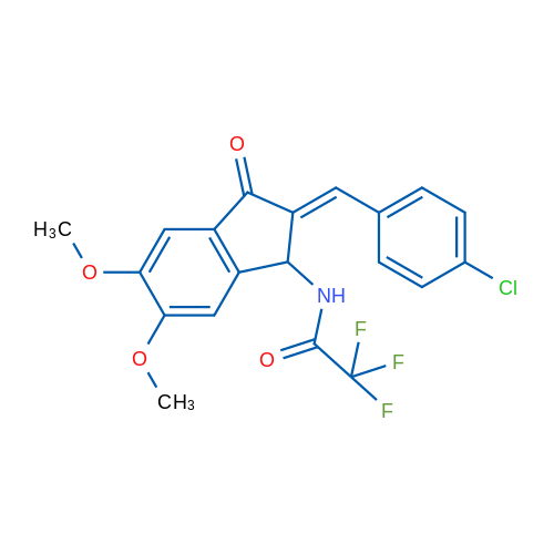 N-[(2E)-2-[(4-Chlorophenyl)methylidene]-5,6-dimethoxy-3-oxo-2,3-dihydro-1H-inden-1-yl]-2,2,2-trifluoroacetamide 1g