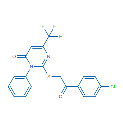 2-{[2-(4-chlorophenyl)-2-oxoethyl]sulfanyl}-3-phenyl-6-(trifluoromethyl)-3,4-dihydropyrimidin-4-one 1g