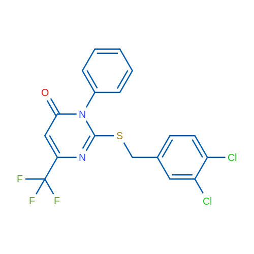 2-{[(3,4-dichlorophenyl)methyl]sulfanyl}-3-phenyl-6-(trifluoromethyl)-3,4-dihydropyrimidin-4-one 1g