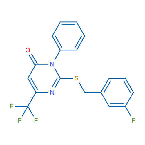 2-{[(3-fluorophenyl)methyl]sulfanyl}-3-phenyl-6-(trifluoromethyl)-3,4-dihydropyrimidin-4-one 1g