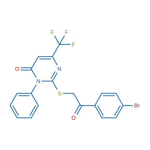 2-{[2-(4-bromophenyl)-2-oxoethyl]sulfanyl}-3-phenyl-6-(trifluoromethyl)-3,4-dihydropyrimidin-4-one 1g