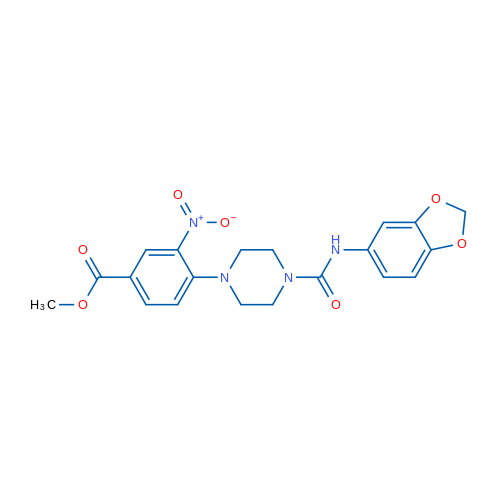 Methyl 4-{4-[(2H-1,3-benzodioxol-5-yl)carbamoyl]piperazin-1-yl}-3-nitrobenzoate 1g