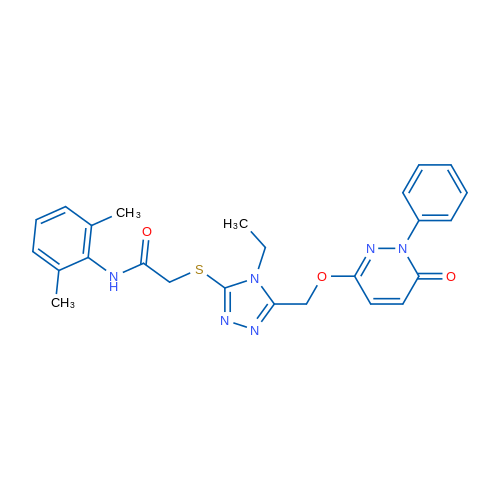 N-(2,6-Dimethylphenyl)-2-[(4-ethyl-5-{[(6-oxo-1-phenyl-1,6-dihydropyridazin-3-yl)oxy]methyl}-4H-1,2,4-triazol-3-yl)sulfanyl]acetamide 1g