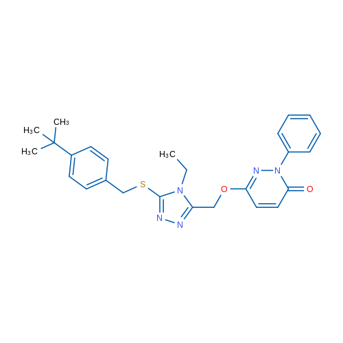 6-[(5-{[(4-tert-butylphenyl)methyl]sulfanyl}-4-ethyl-4H-1,2,4-triazol-3-yl)methoxy]-2-phenyl-2,3-dihydropyridazin-3-one 1g