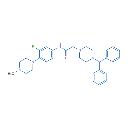 2-[4-(Diphenylmethyl)piperazin-1-yl]-N-[3-fluoro-4-(4-methylpiperazin-1-yl)phenyl]acetamide 1g