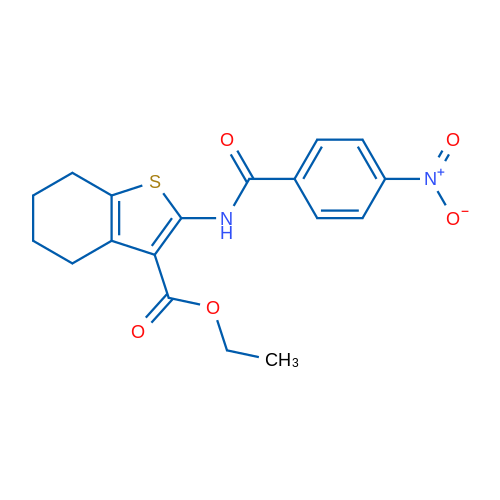 Ethyl 2-(4-nitrobenzamido)-4,5,6,7-tetrahydrobenzo[b]thiophene-3-carboxylate 1g