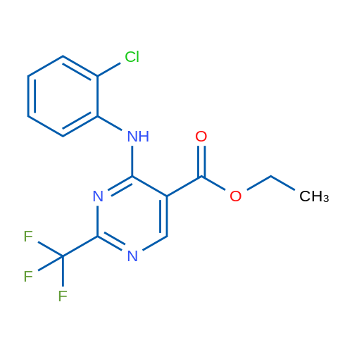Ethyl 4-[(2-chlorophenyl)amino]-2-(trifluoromethyl)pyrimidine-5-carboxylate 1g