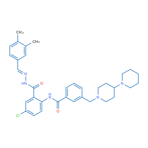 (E)-3-([1,4'-Bipiperidin]-1'-ylmethyl)-N-(4-chloro-2-(2-(3,4-dimethylbenzylidene)hydrazinecarbonyl)phenyl)benzamide 1g