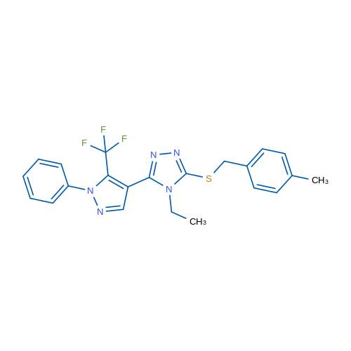 4-Ethyl-3-{[(4-methylphenyl)methyl]sulfanyl}-5-[1-phenyl-5-(trifluoromethyl)-1H-pyrazol-4-yl]-4H-1,2,4-triazole 1g