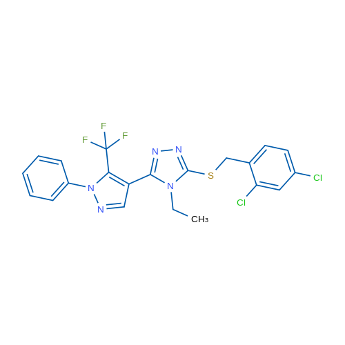 3-{[(2,4-dichlorophenyl)methyl]sulfanyl}-4-ethyl-5-[1-phenyl-5-(trifluoromethyl)-1H-pyrazol-4-yl]-4H-1,2,4-triazole 1g