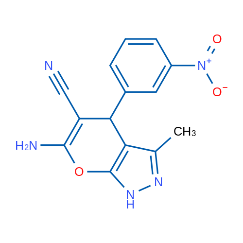 6-Amino-3-methyl-4-(3-nitrophenyl)-1H,4H-pyrano[2,3-c]pyrazole-5-carbonitrile 1g
