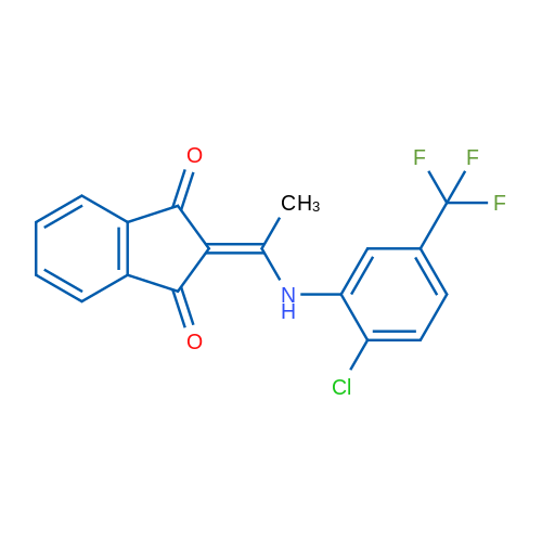 2-(1-{[2-chloro-5-(trifluoromethyl)phenyl]amino}ethylidene)-2,3-dihydro-1H-indene-1,3-dione 1g