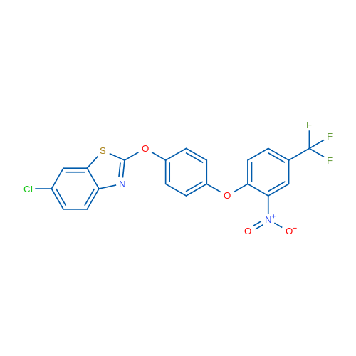 6-Chloro-2-(4-(2-nitro-4-(trifluoromethyl)phenoxy)phenoxy)benzo[d]thiazole 1g