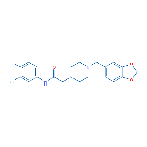 2-{4-[(2H-1,3-benzodioxol-5-yl)methyl]piperazin-1-yl}-N-(3-chloro-4-fluorophenyl)acetamide 1g