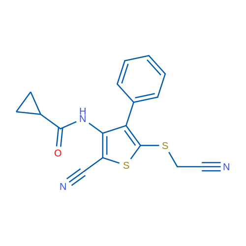 N-{2-cyano-5-[(cyanomethyl)sulfanyl]-4-phenylthiophen-3-yl}cyclopropanecarboxamide 1g