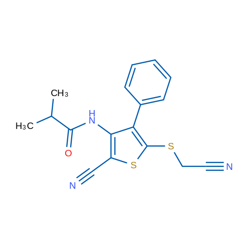 N-{2-cyano-5-[(cyanomethyl)sulfanyl]-4-phenylthiophen-3-yl}-2-methylpropanamide 1g