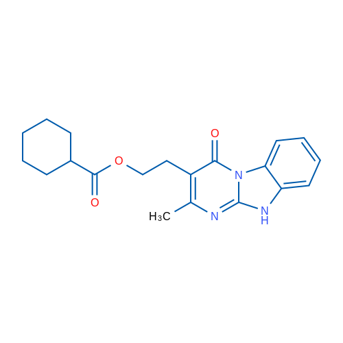 2-{11-methyl-13-oxo-1,8,10-triazatricyclo[7.4.0.0^{2,7}]trideca-2(7),3,5,8,11-pentaen-12-yl}ethyl cyclohexanecarboxylate 1g