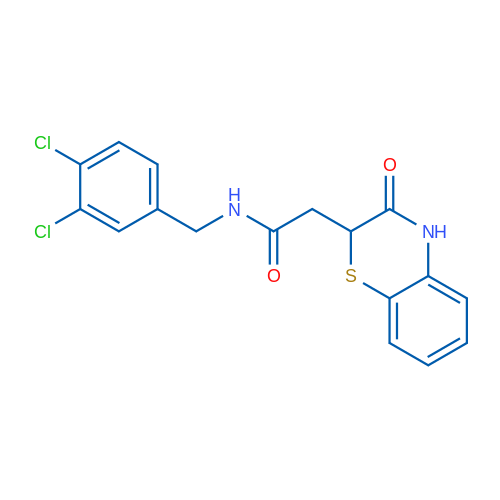 N-[(3,4-Dichlorophenyl)methyl]-2-(3-oxo-3,4-dihydro-2H-1,4-benzothiazin-2-yl)acetamide 1g