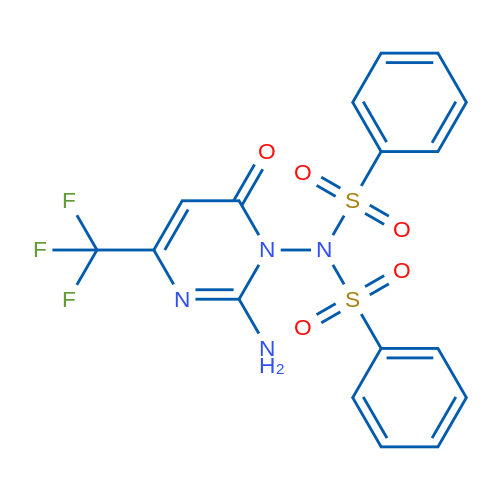 N-[2-Amino-6-oxo-4-(trifluoromethyl)-1,6-dihydropyrimidin-1-yl]-N-(benzenesulfonyl)benzenesulfonamide 1g