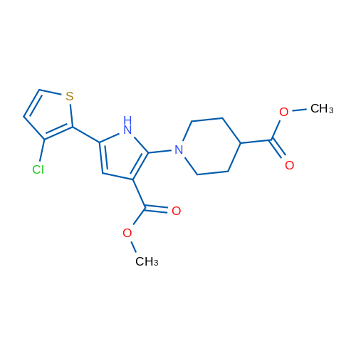 Methyl 1-[5-(3-chlorothiophen-2-yl)-3-(methoxycarbonyl)-1H-pyrrol-2-yl]piperidine-4-carboxylate 1g